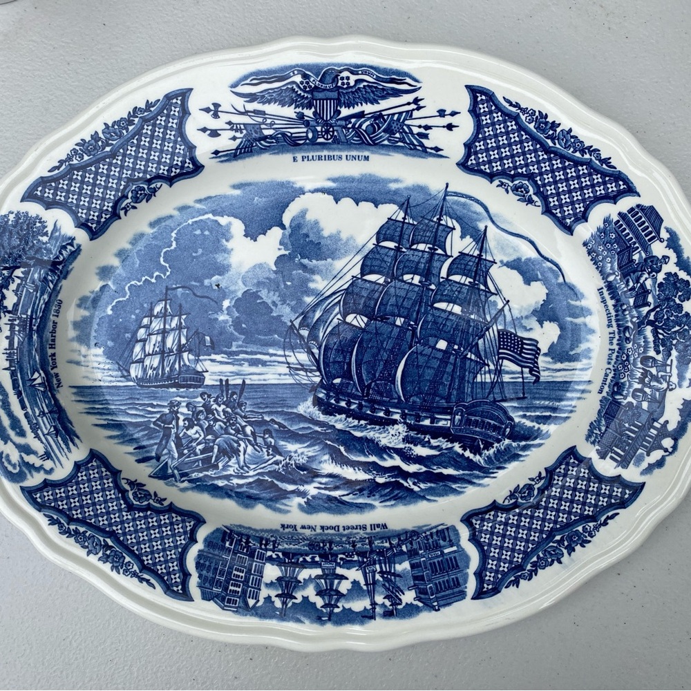 Fair Winds Dishes set: 1 serving, 7 dinner, 1 salad, 4 small bowls, 4 smaller bo